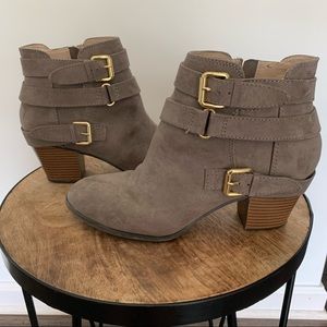 Express Gray Suede Ankle Booties
